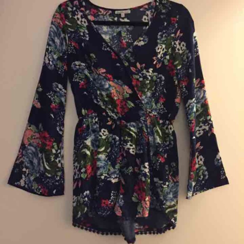 NWOT navy blue floral romper